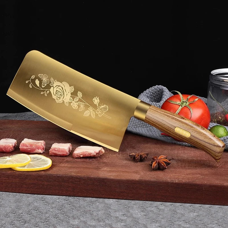 Commercial Gold Kitchen Knives Complete - Special vegetable, meat, and bone knives
