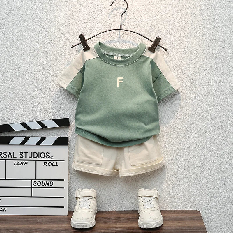 Baby Boys Clothes Sets Fashion Cotton Letter Printing T-shirts+Tooling Shorts 2pcs Kids Outfits for Infant Tracksuit