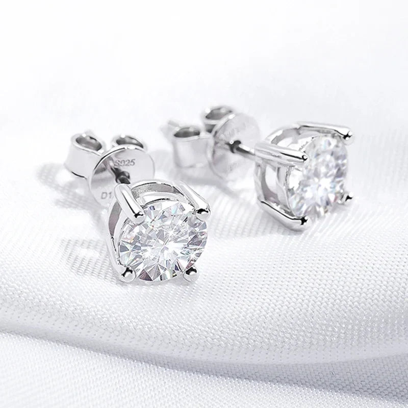 Smyoue 0.1-3CT Test Passed Moissanite Studs Earrings for Men Women S925 Silver Platinum Plated Bride Wedding Lab Diamond Studs