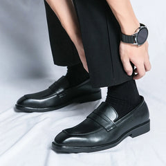 Ripe-young Men's Concise Leather Loafers Grace Business Shoes Fashion