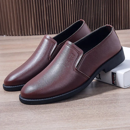 Mens Leather Dress Shoes Formal Brown Elegant Men's Shoes for Men Casual Business Social Autumn Office Party Wedding Loafers