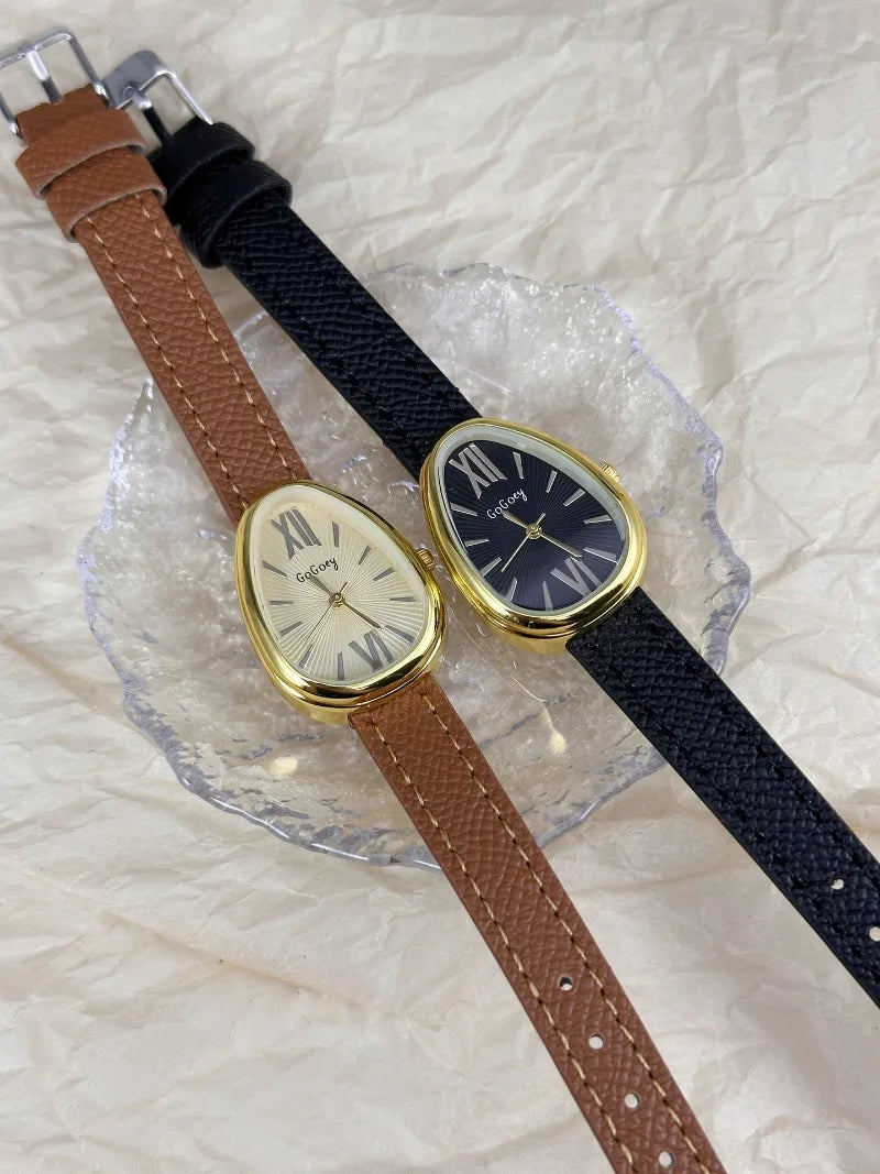 Famous Brand Women Quartz Watch Luxury Gift Ladies Snake Head Female Watch Fashion Red Leather Strap Wristwatch Dropshipping