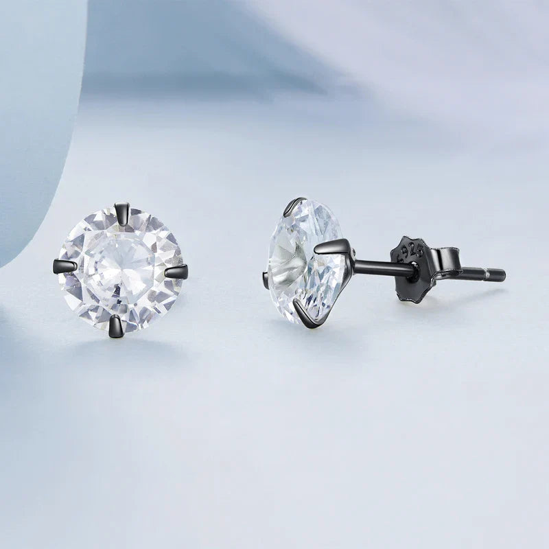 Bamoer CZ Stud Earrings 925 Sterling Silver Platinum Plated Round Cubic Zirconia Hypoallergenic Barbell Earrings 4-7mm