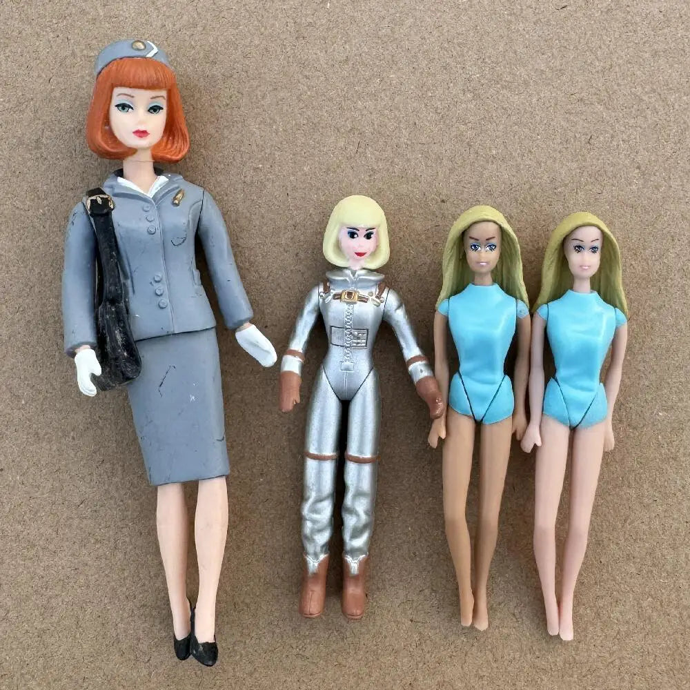 Original Vintage ST Mini Figure Dolls 10cm Flight Attendant 7cm Astronaut Cute Little Girl Joints Movable Limited Collections
