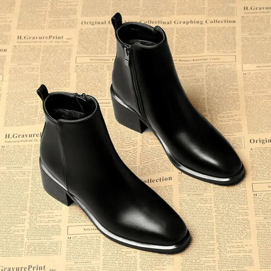 women casual business party formal dress high heel boots black