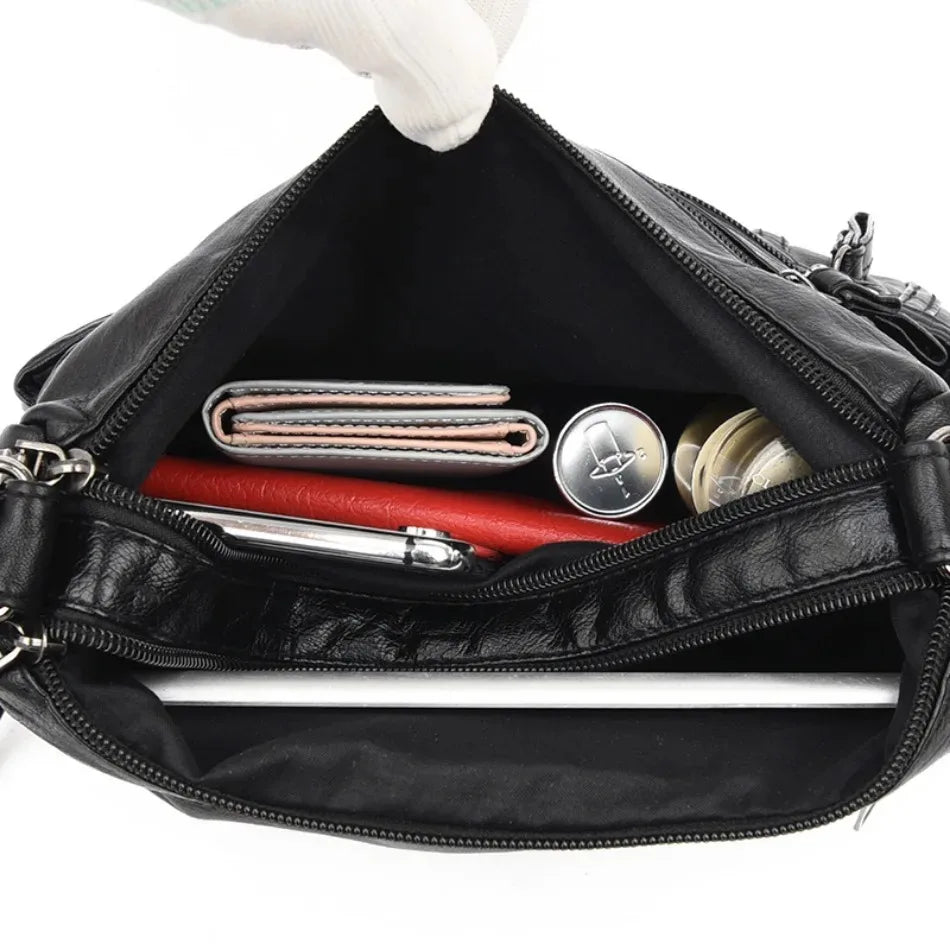 Fashion Soft Leather Crossbody Bags for Women Casual Female Multi Pocket
