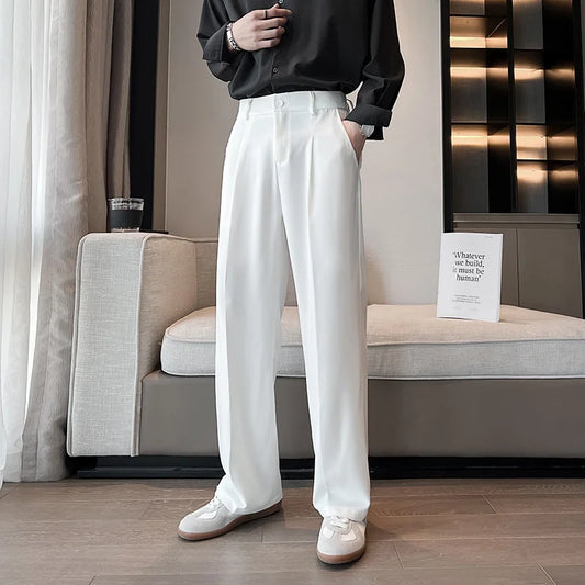 Black Gray White Suit Pants Men Slim Fashion Social Mens Dress Pants