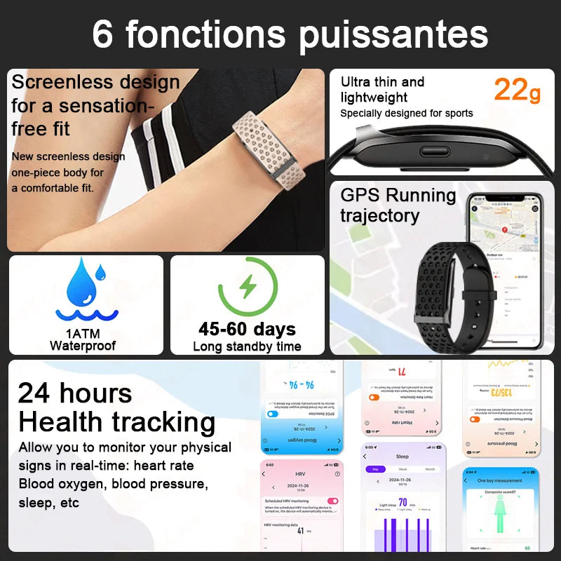 New No Screen Smart Watch Men's Sports Outdoors Fitness Heart Rate Monitor 1ATM Waterproof New Smartwatch For Android IOS 2025