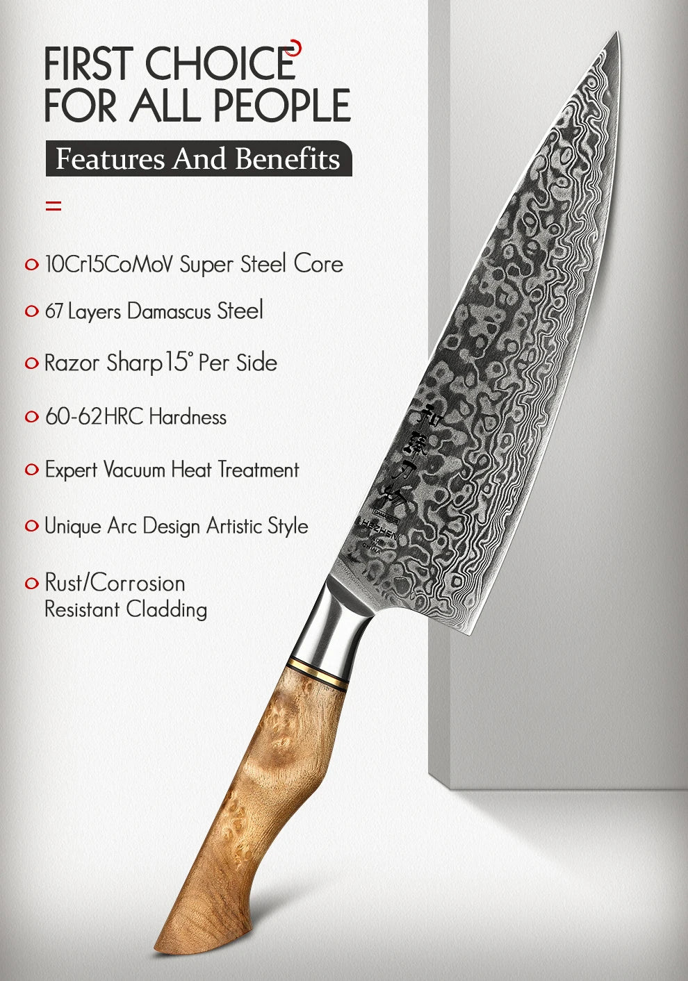 Kitchen Knife Set 1-7PC Damascus Steel knives Chef Knife Kitchen