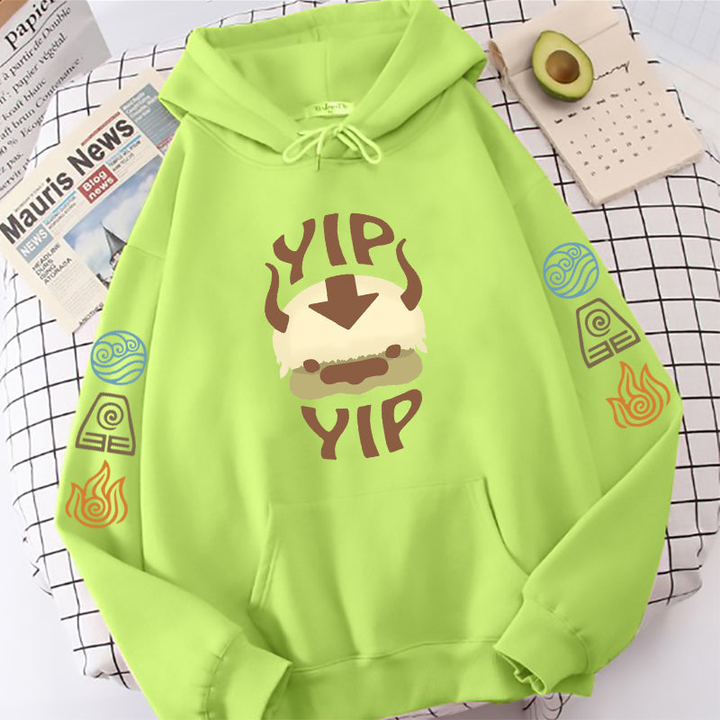 Avatar The Last Airbender Hoodie Men Women Appa YIP Letter Print Long Sleeve