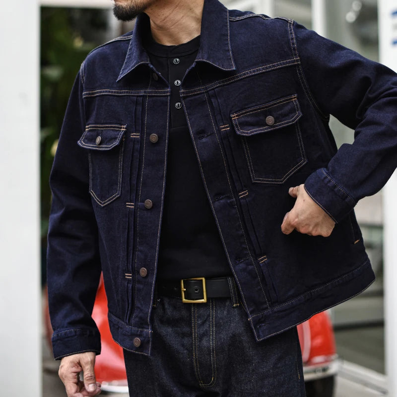 Men Jacket Selvedge Denim Jacket Men Vintage Purple and Blue Double Sided Dye