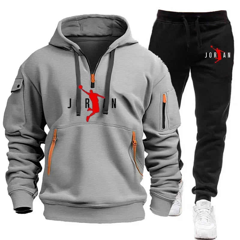 2025 Autumn and winter new trend men's blazer + Tracksuit pants Fashion casual jogging print sportswear outdoor sportswear