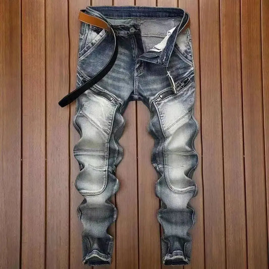 autumn Men's Jeans Vintage Solid Color Classic Jeans