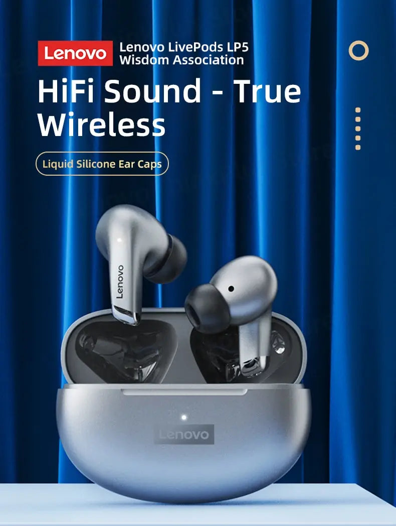 Lenovo LP5 Wireless Bluetooth Earbuds Stereo HiFi Music Earphones Headphones Sports Waterproof TWS Headset With Mic Earbuds New