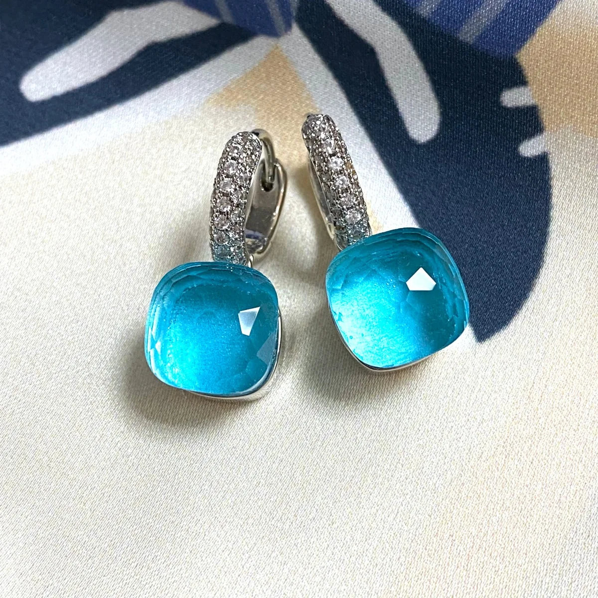 Classic Candy Color Earrings Inlay Transparent Zircon 27Colors Crystal Earrings Platinum Plated Fashion Jewelry For Women