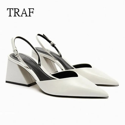 TRAF 2023 Women Pumps New Heeled Shoes For Woman Sandals Pointed Toes heeled Shoes Women's Slingbacks Office Ladies Shoes