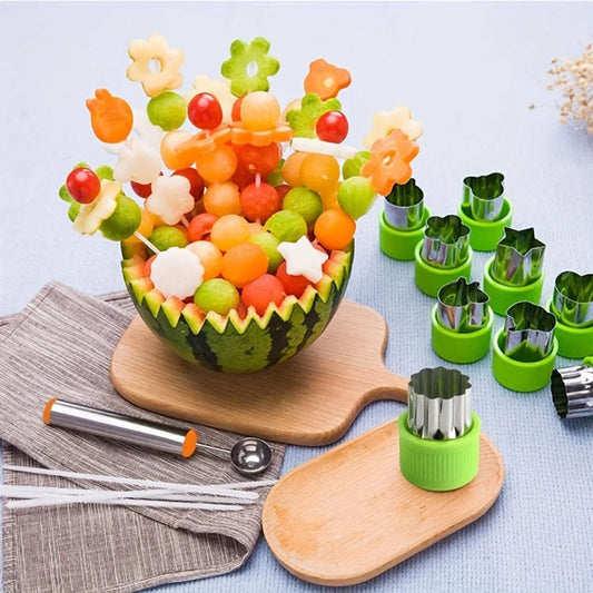 12pcs/set Vegetable Cutter Shapes Stainless Steel Cookie Cutters Fruit Stamps Cake