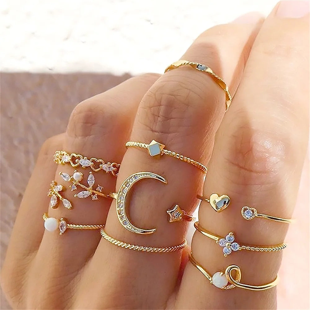 Twisted Leaves Flowers Ring Set For Women Jewelry