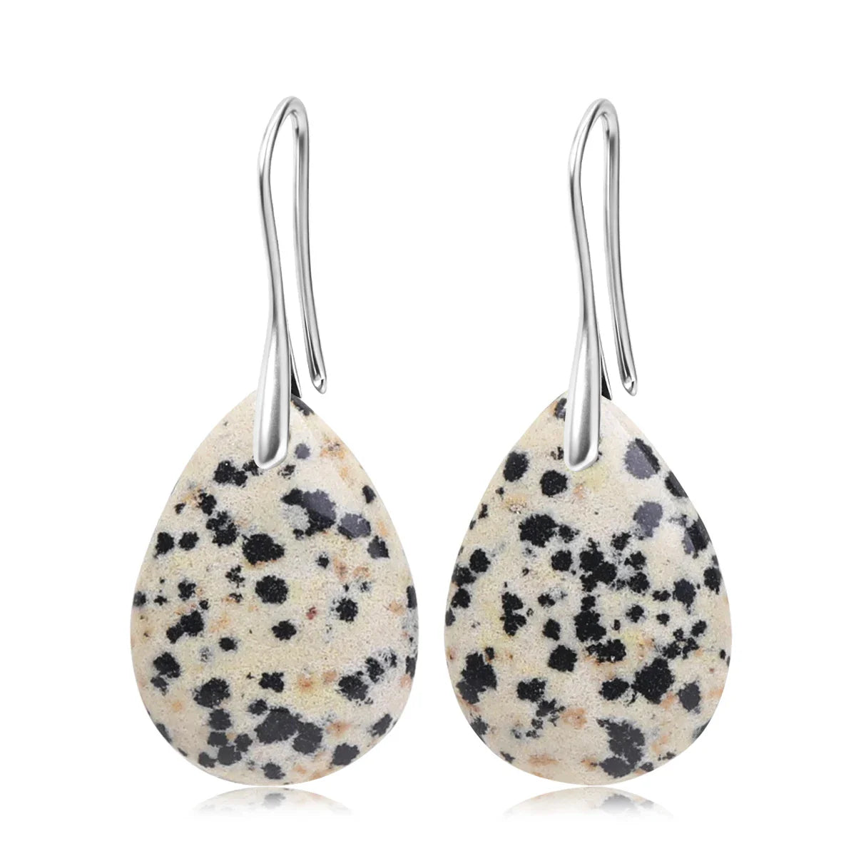 Natural Stone Pendant Women's Teardrop Earrings Elegant Gem Jewelry Creative Gift Black Obsidian Amethyst Rose Quartz Earrings