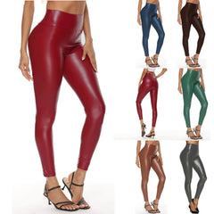 Colorful Faux Leather Pants Women High Waist Skinny Hip Lifting Leggings Pencil leggings