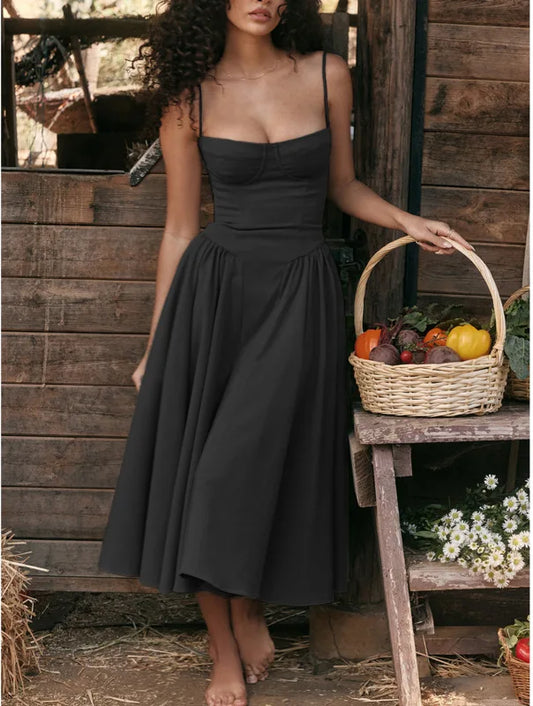 Formal attire Dresses: Dress Women Fashion Solid Suspender Straps Party