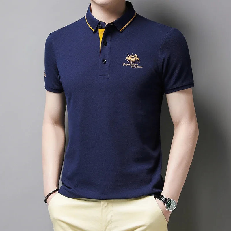 Men's Embroidered Casual Fashion Short Sleeved POLO Shirt Summer Comfortable Top