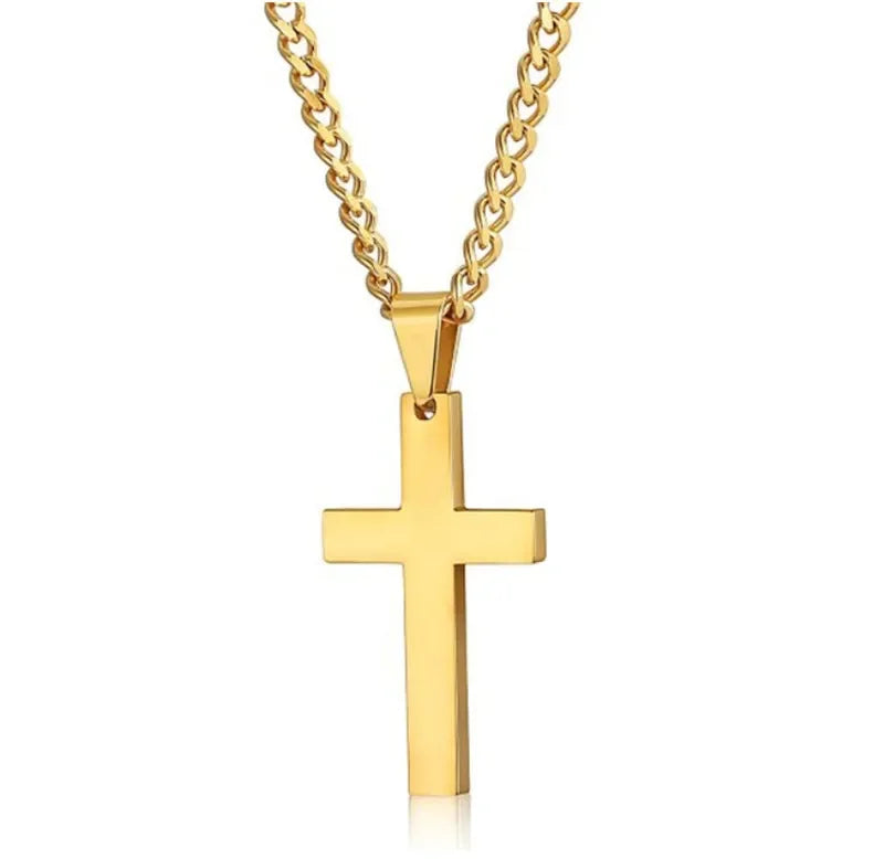 Fashion Cross Necklaces For Women Gold Silver Color Crucifix Pendant Chain Necklace Men Trendy Faith Prayer Jewelry