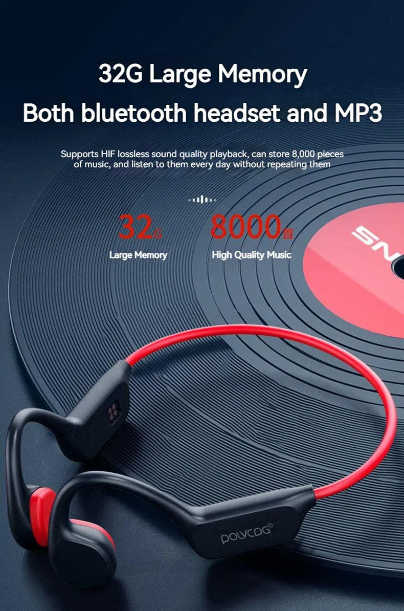 POLVCDG Bone Conduction Headset X7 IPX8 32GB Bluetooth 5.3 Wireless Headset with microphone Waterproof Swim 2023 New