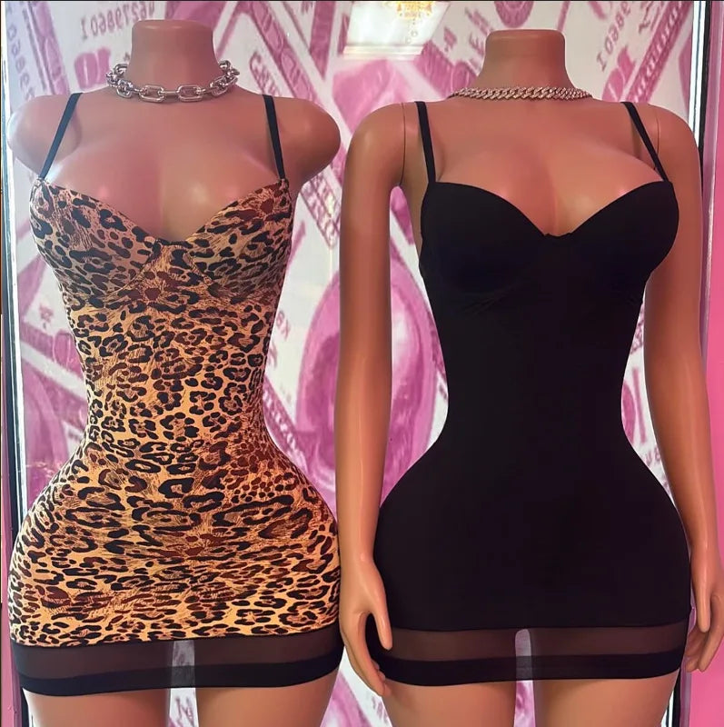 STYLISH LADY Tummy Control Butt Lifting Shapewear Dress Seamless Thin Camisole Bodycon Dress Stretchy Party Clubwear Mini Dress