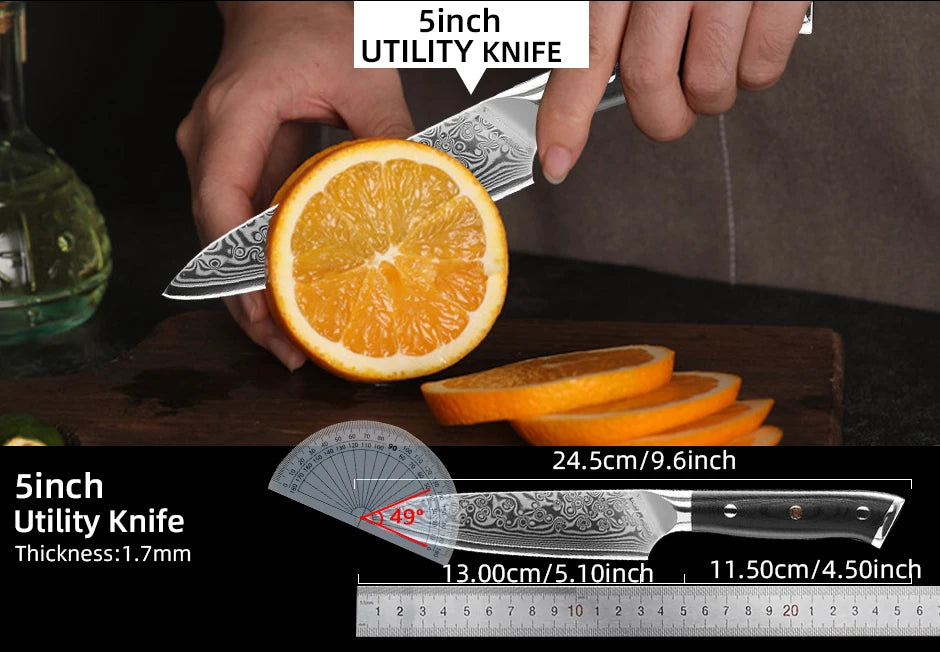 Damascus Kitchen Knives Set Japanese Chef Kitchen Knives VG10 67 Layer Stainless