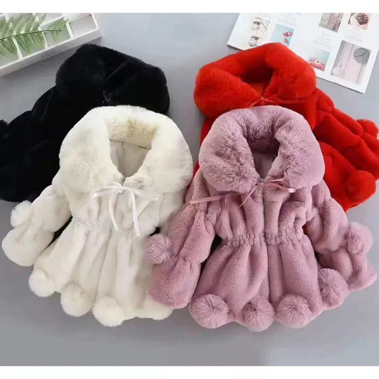 1-7 Year Baby Girls Jacket Autumn Winter Warm Faux Fur Coat For Girls