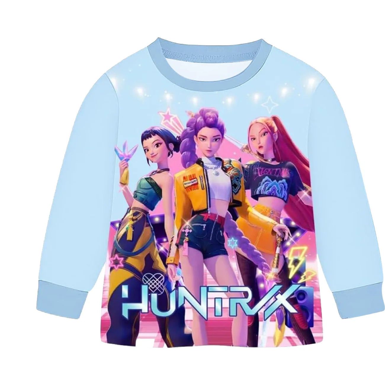Anime Kpop Demon Hunters Zoey Costume Autumn Pajamas for Children's Clothing 3-14Years Kids Huntrix Rumi Girls Tshirt Pants Sets