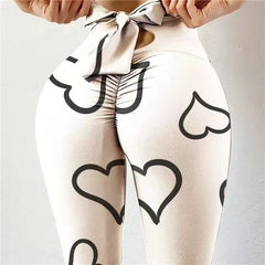 High Waist Bowknot Leggings Butterfly Printed Yoga Pants Bow Bandage Tights