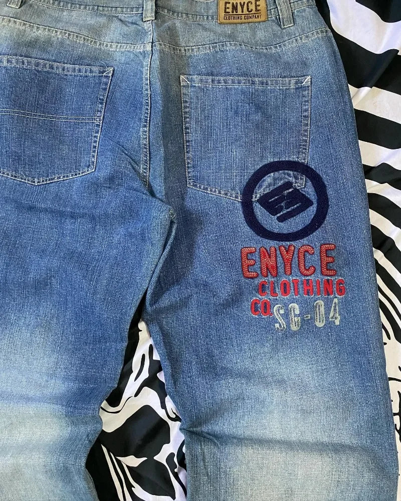 Alphabet Embroidered Jeans Women Y2K American Fashion Trend High Street