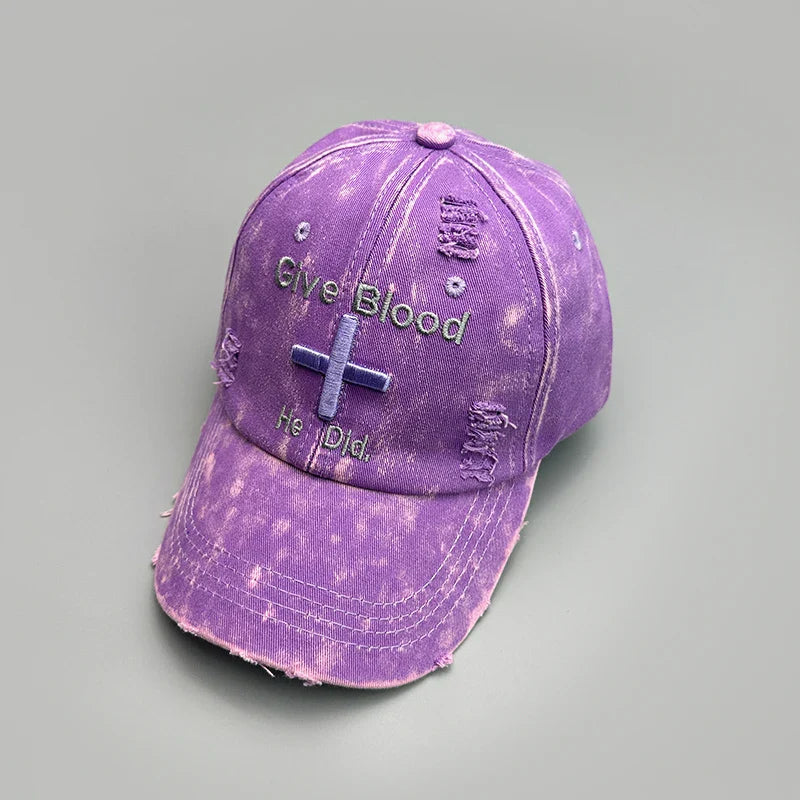 New Unisex Letter Tie-dye Embroidery American Vintage Baseball Hats Versatile Fashion ins Broken Breathable Casual Peaked Caps