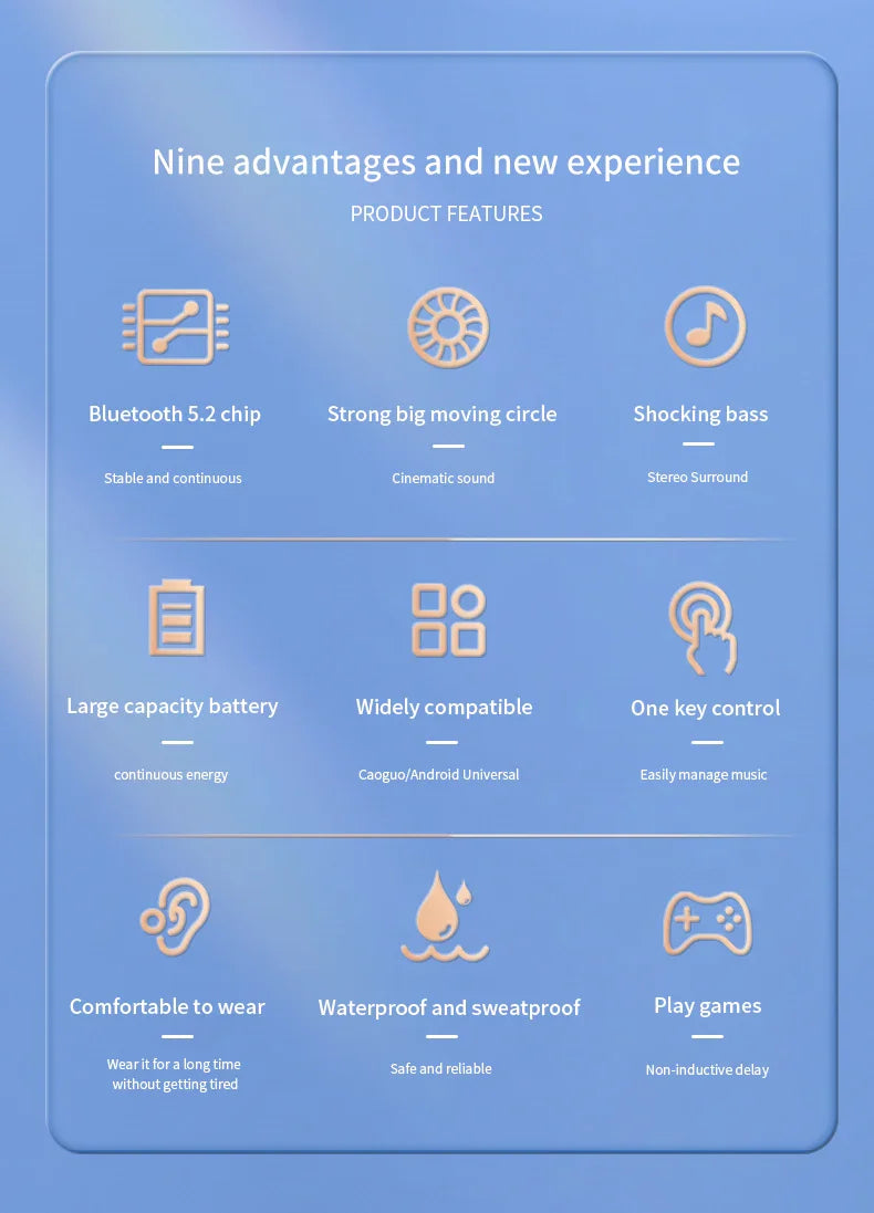 VAORLO S10 New Earphone Bluetooth Earphone Sport Business Single Ear Earphone With Good Sport Range and Noise Reduction Wearing