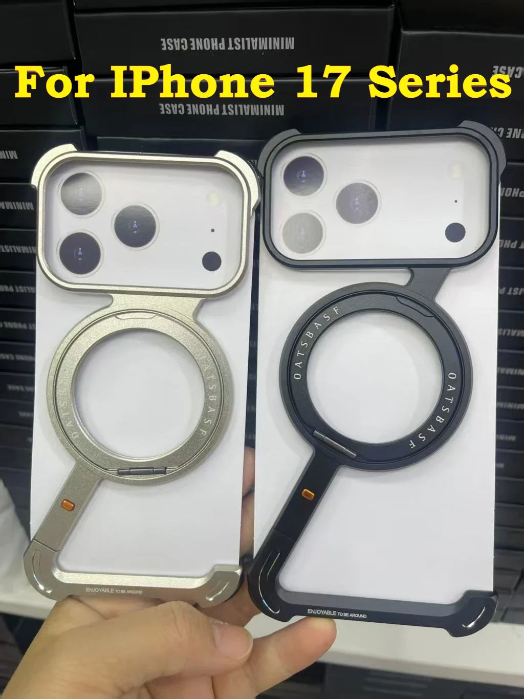 Magnetic Z Shape Metal Phone Case For iPhone 17 Air 15 16 Pro Max Shockproof Bumper With 360° Rotation Holder Protective Cover