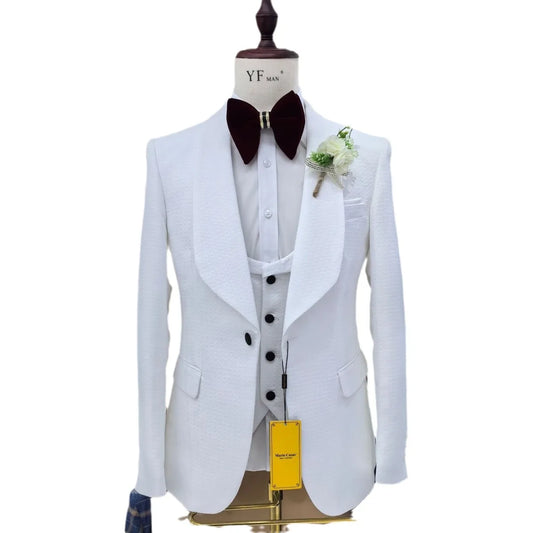 Tuxedo for Mens: Wedding Terno Men Suits Groom White Costume Jacket Pants