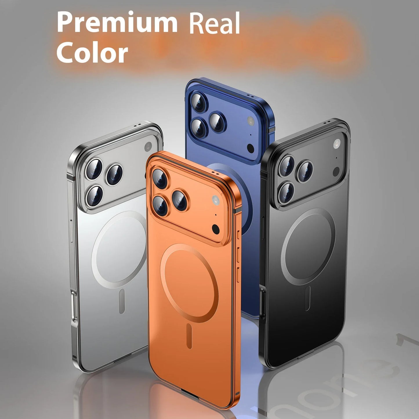 Stainless steel frame magnetic ultra-thin protective case, for iPhone 17 16 Pro Max, supports wireless charging, original