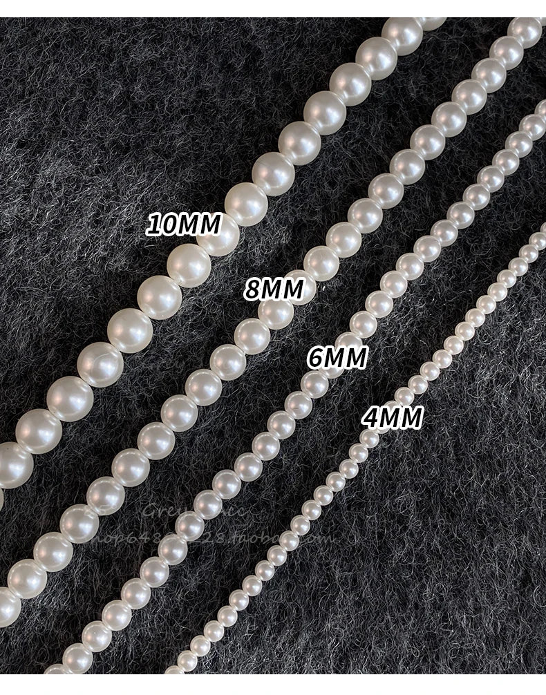 Girl’s Imitation White Pearl Magnetic Round Buckle Beads Chain Necklace