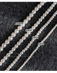 Girl’s Imitation White Pearl Magnetic Round Buckle Beads Chain Necklace