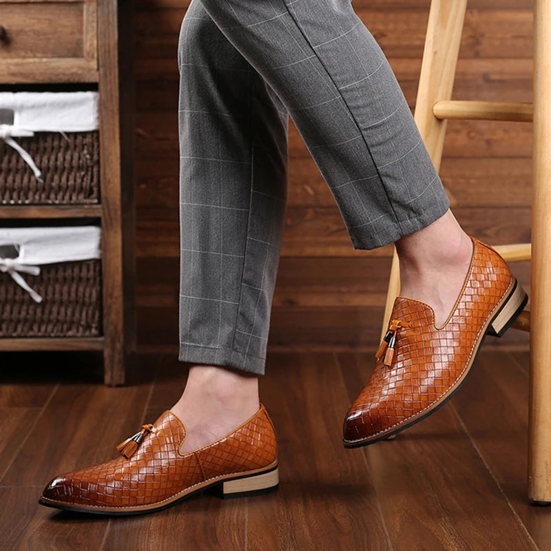 Fashion Formal Leather Shoes for Men Dress Business Shoes Male Geometric Oxfords Party Wedding Casual Mens Flats Chaussure Homme