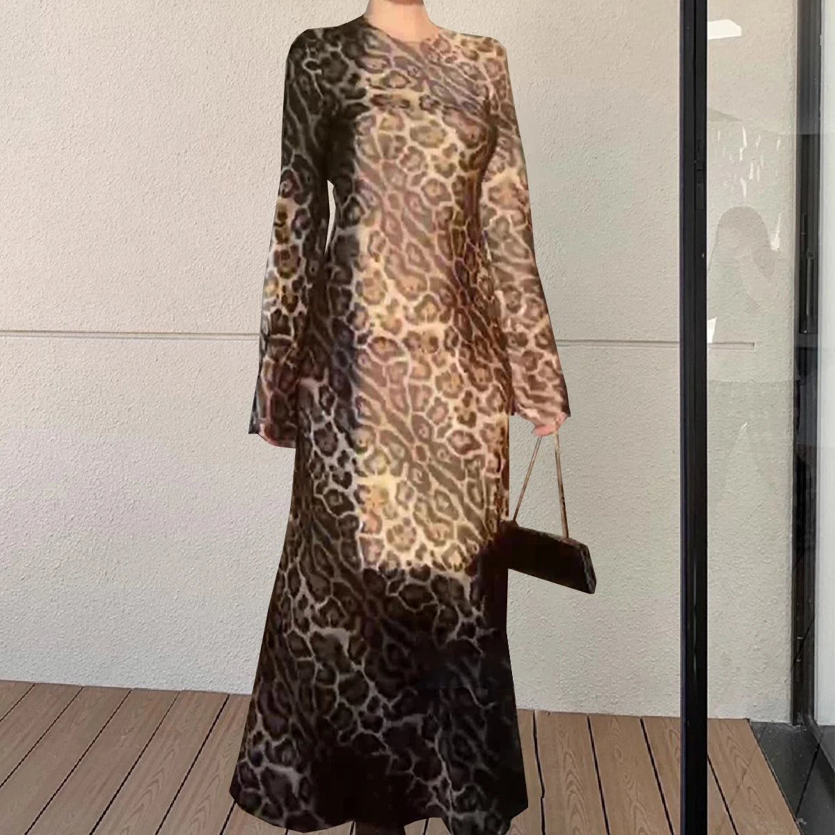 Formal attire Dresses: Round Neck Satin Flare Sleeve Women Dress