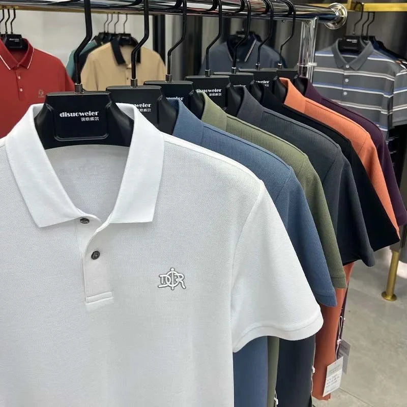 100% pure cotton high-end fashionable short sleeve summer new high-quality men's business casual polo shirt luxury brand T-shirt