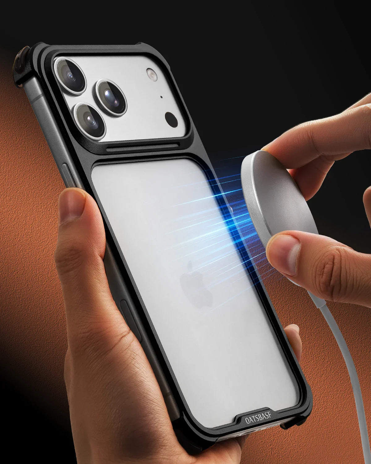 Oatsbasf Metal Phone Case for iPhone 17 Pro Max /17Pro No Back Design Protective Cover Shockproof Bumper Compatible With MagSafe