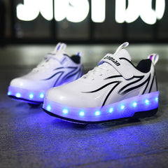 Children Light Sneakers With 2 Wheels Designer Luminous Baby Girls Boys Led Kids Roller