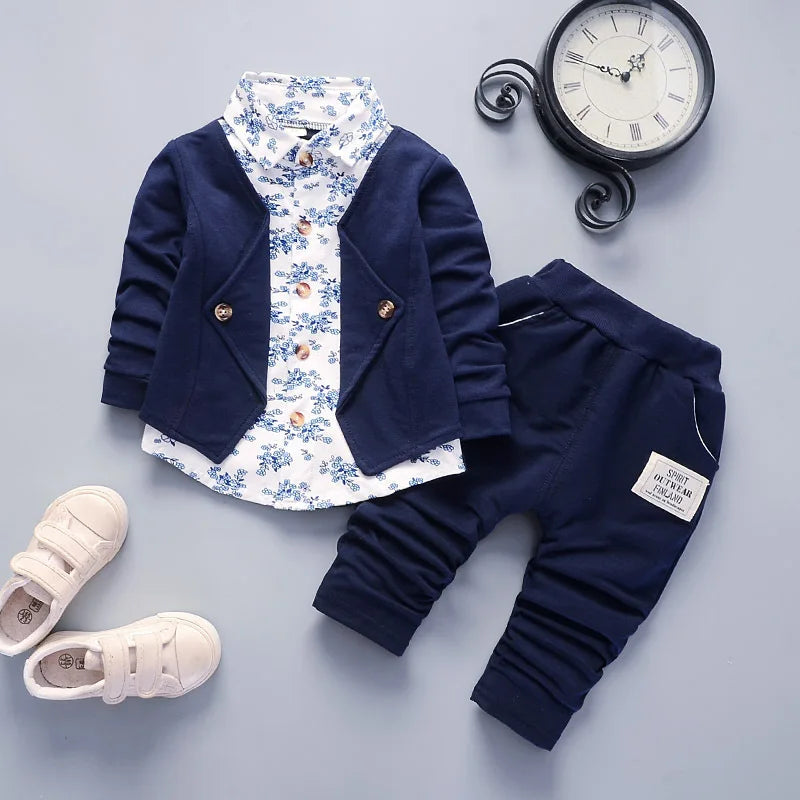 Kid Boy Clothes Gentleman Boy Outfit Children Clothing Long Sleeve Shirt+Pant 2Pcs/Set Baby Outerwear Infant Tracksuit A1274