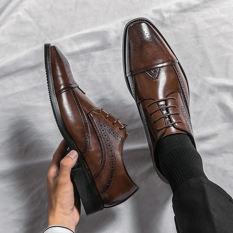 2022 High Quality Handmade Oxford Dress Shoes Men Genuine Cow Leather Suit Shoes Footwear Wedding Formal Italian Shoes Casual