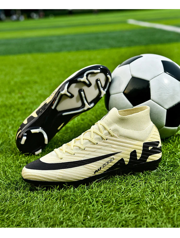 Men Light Soccer Shoes Ankle Football Field Boots Outdoor Non-slip Grass