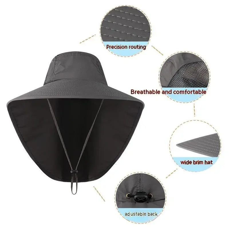 Wide Brim Sun Hat with Neck Flap for men women Adjustable Outdoor